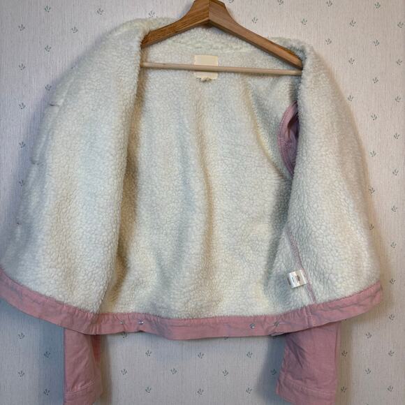 TGLA Sherpa Corduroy Trucker Lined Shirt Jacket Size Medium Soft Pink Winter - Picture 11 of 11